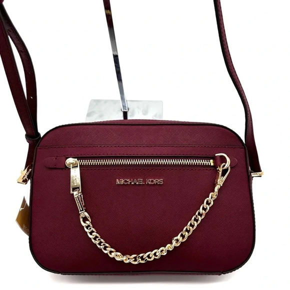 MICHAEL KORS LARGE EW ZIP CHAIN CROSSBODY BAG DARK CHERRY - Picture 4 of 11